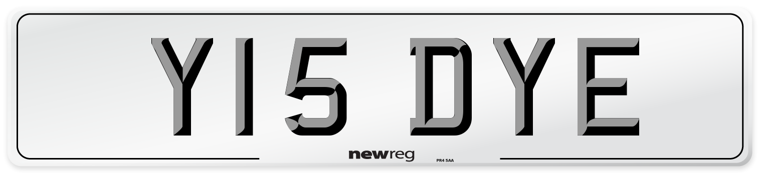 Y15 DYE Number Plate from New Reg